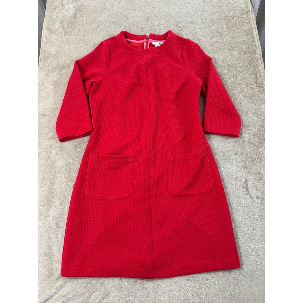 Boden Ottoman Ribbed Tunic Dress Women Size 10R Red Pocket ribbed Detailing Good